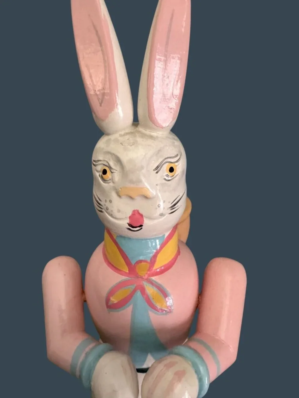 Vintage Folk Art Wooden Easter Bunny Rabbit Taper Candle Holder 11